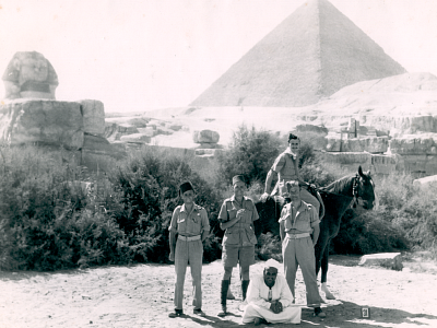 Ron and Bill posing for a tourist photo in Egypt